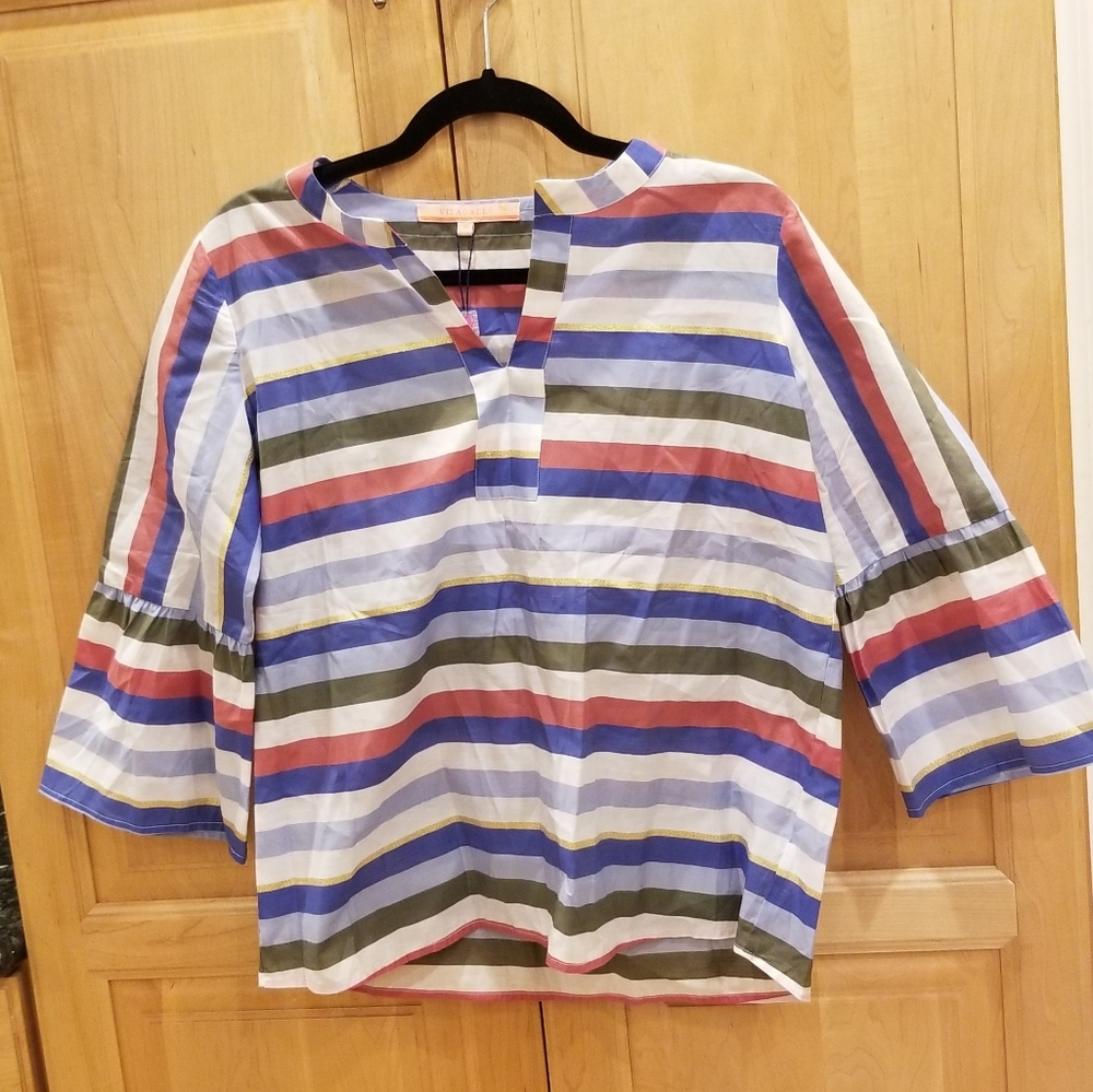 Vilagallo Striped Cotton Top SZ 6 NWT 132$